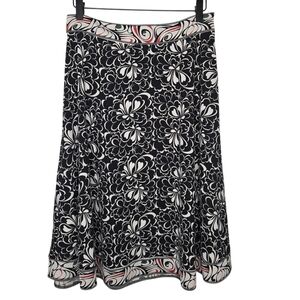 Lapis Womens Retro Contrast Floral Print Swing Skirt Medium